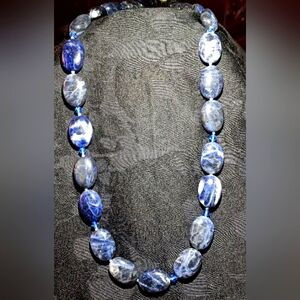 Vintage oval shape sodalite & Crystal necklace